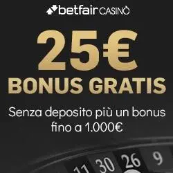 Bonus di benvenuto Betfair Casinò